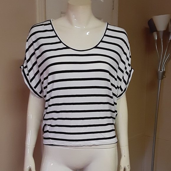 White House Black Market Tops - WHBM Black & White Striped Blouse
